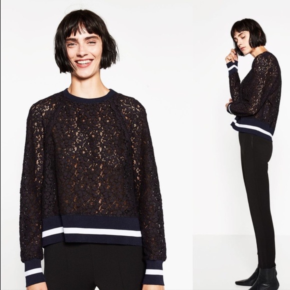 Zara Varsity Lace Sweatshirt
